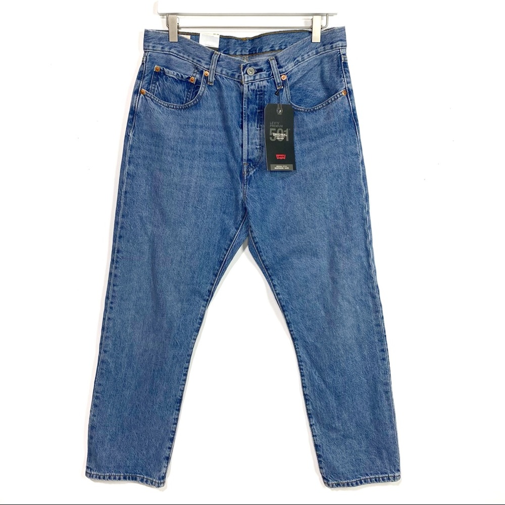 NEW Levi’s Premium Original 501 Fit Button Fly Crop Straight Leg Jeans 30/26
